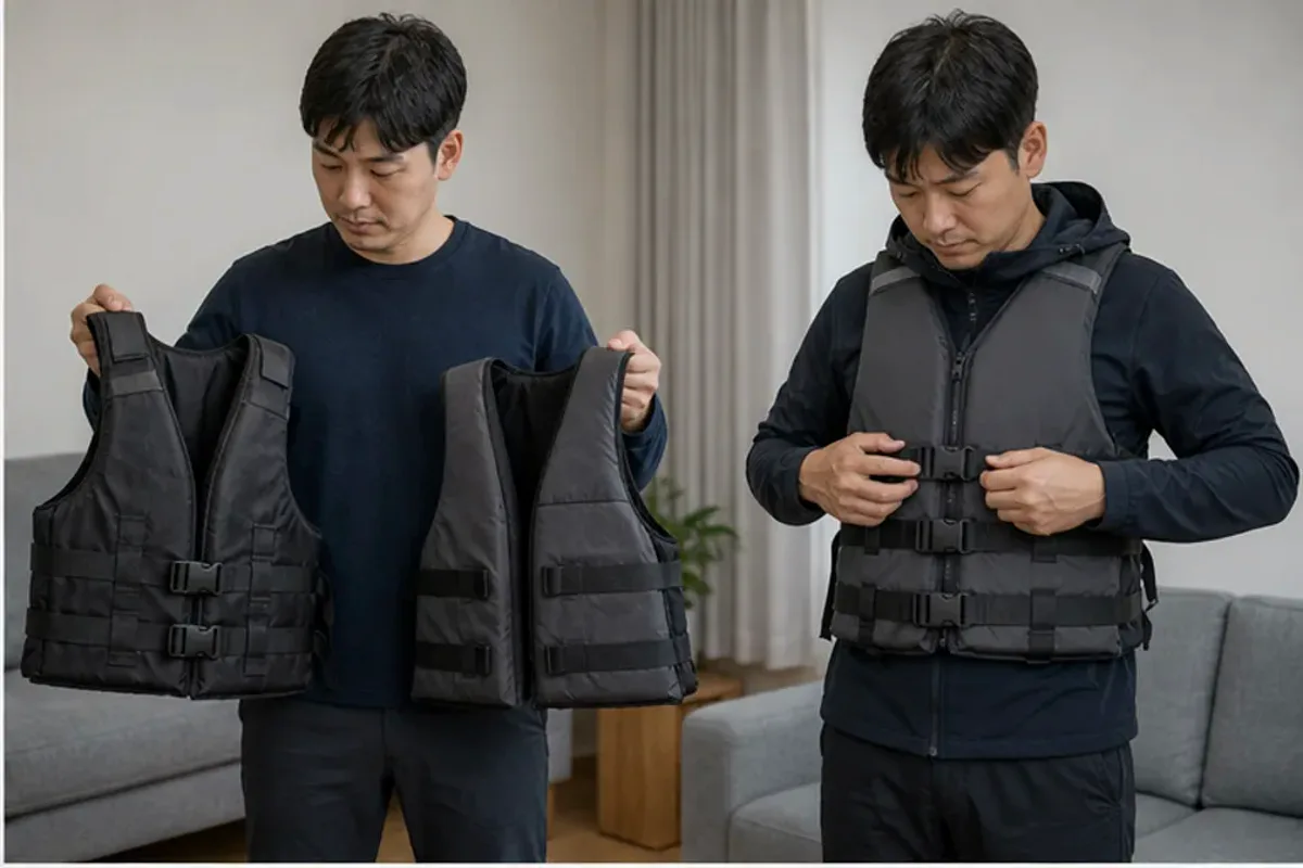 부력 확인 동작과 중단 신호를 보여 주는 민물낚시 안내 그림